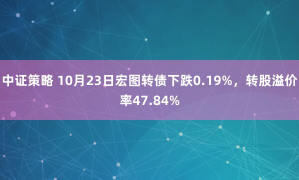 中证策略 10月23日宏图转债下跌0.19%，转股溢价率47.84%